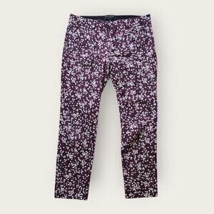 Banana Republic Pants Women's Sz 4 Purple Floral Sloan Curvy Fit Slim Pockets